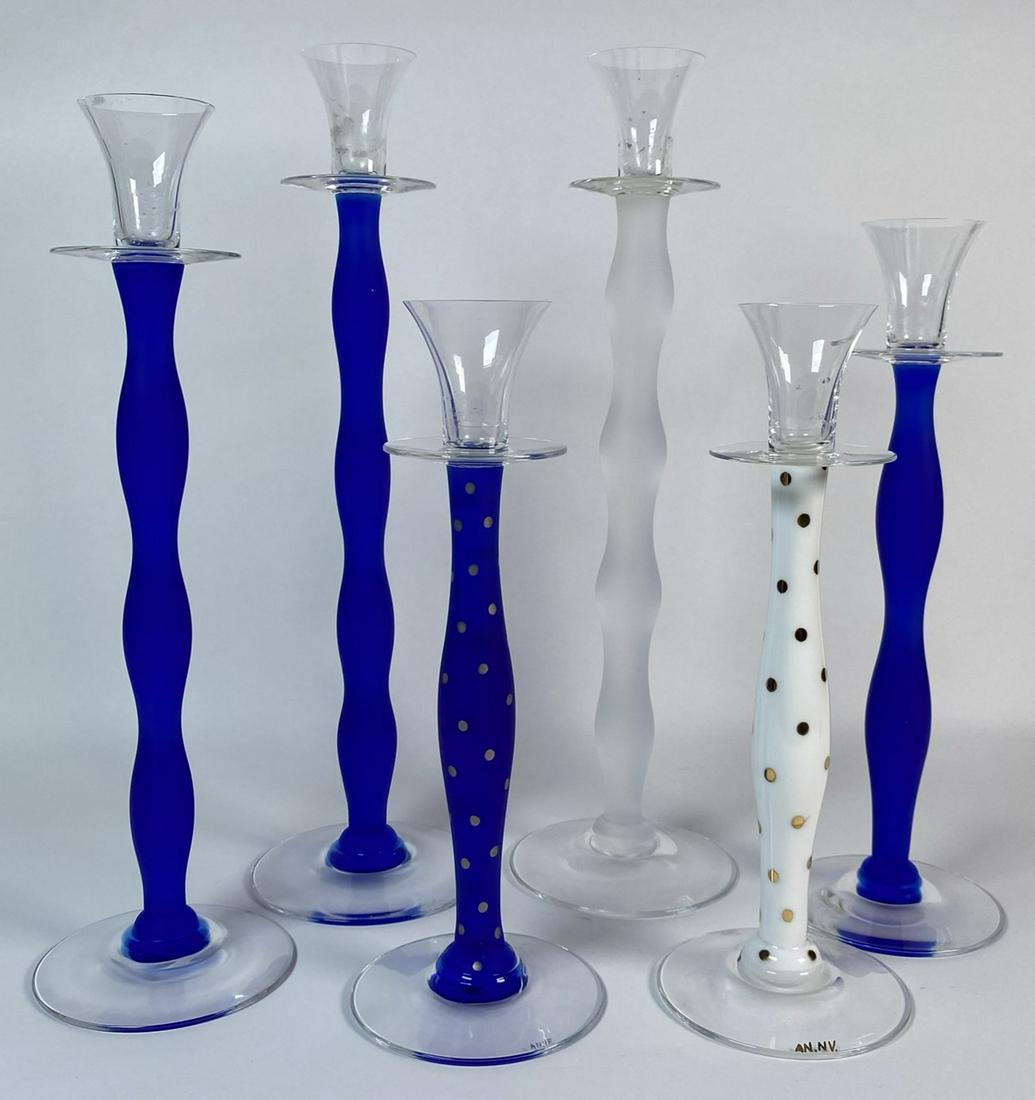 ANNE NILSSON FOR ORREFORS "CELESTE" CANDLESTICKS: FROM 12" TO 16"H