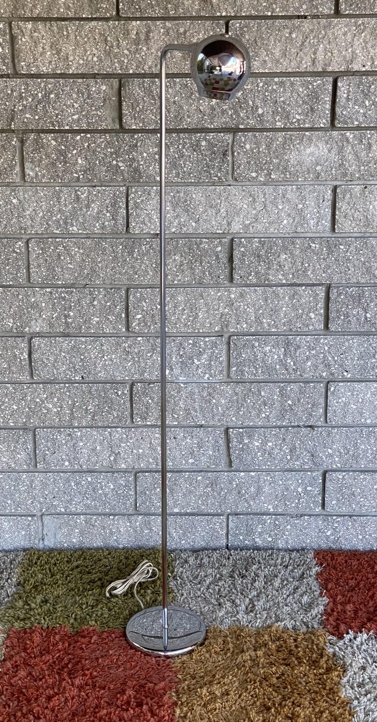 SONNEMAN FOR KOVACS EYEBALL FLOOR LAMP: CHROME WITH ARTICULATING SOCKET.