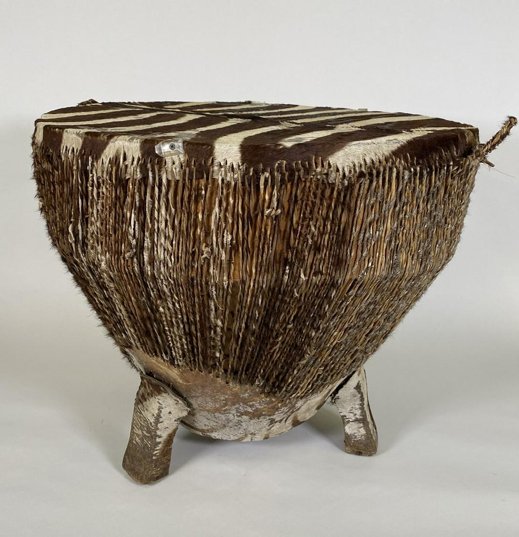 ZEBRA SKIN DRUM TABLE: 24"DIA., 20"H