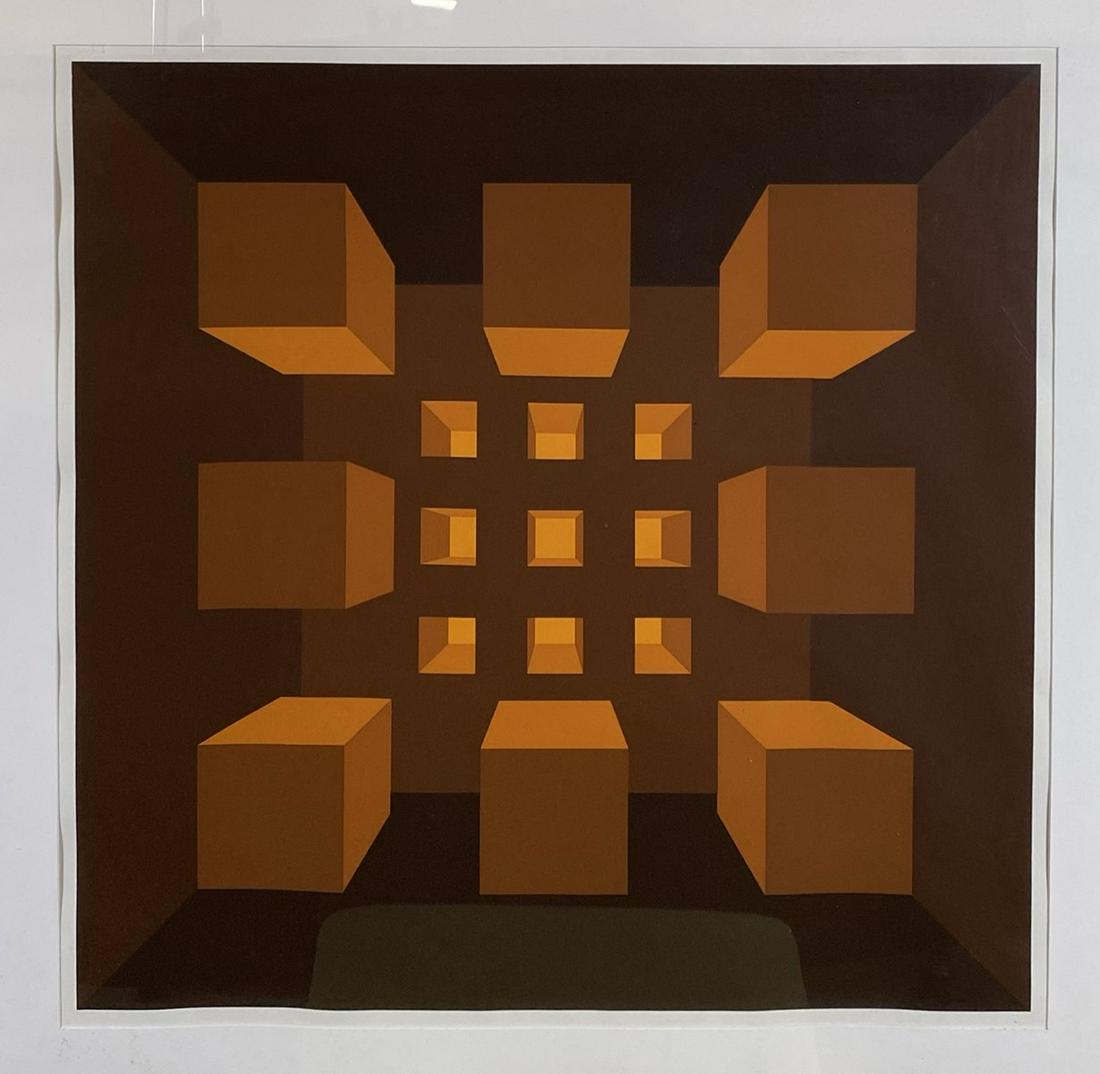 VICTOR VASARELY FRAMED PRINT: FRAMED, 36"X36"