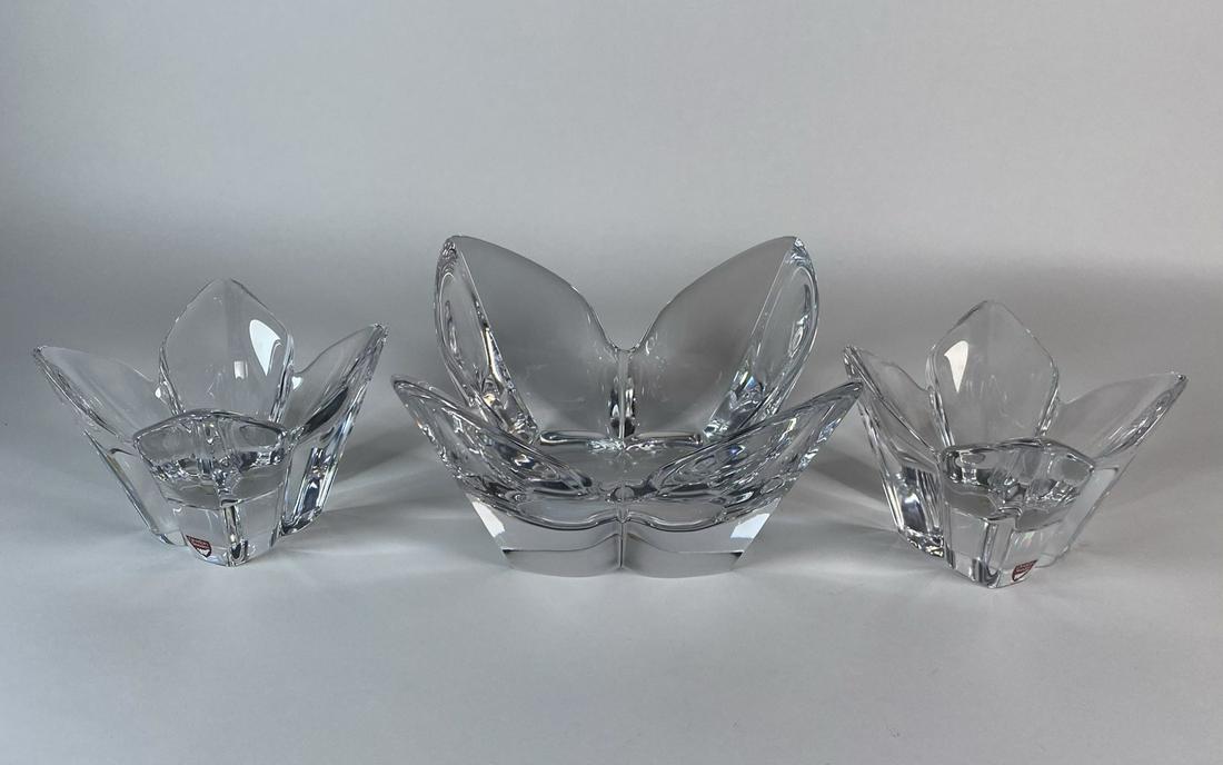 ORREFORS - SWEDEN, ART GLASS VESSELS: LARGEST IS 4.5"H