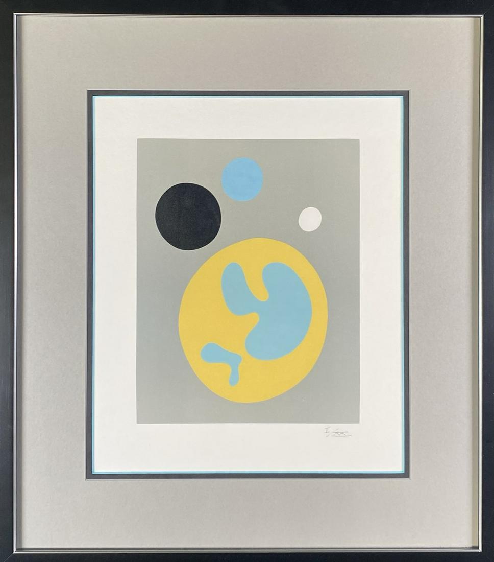 JEAN HANS ARP (GER-FR, 20TH C.) SERIGRAPH: SOLEIL RECERCLE". FRAMED, 21"X24