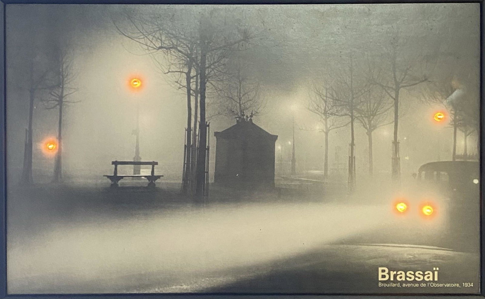 BRASSAI LIGHTED PARK POSTER: HAVING ELECTRIFIED LAMP ACCENTS. 12"X17"