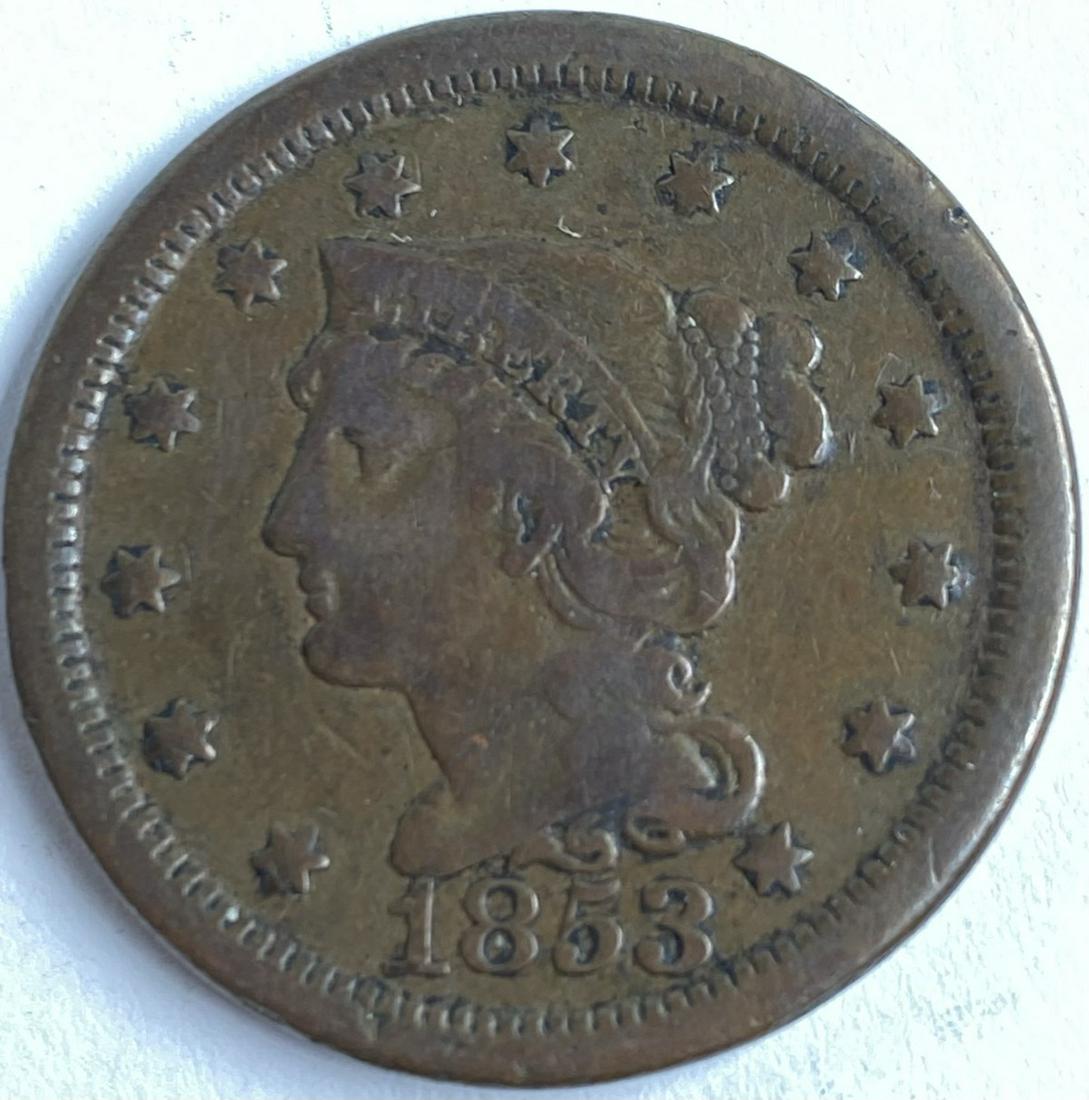 1853 U.S. LARGE CENT: F