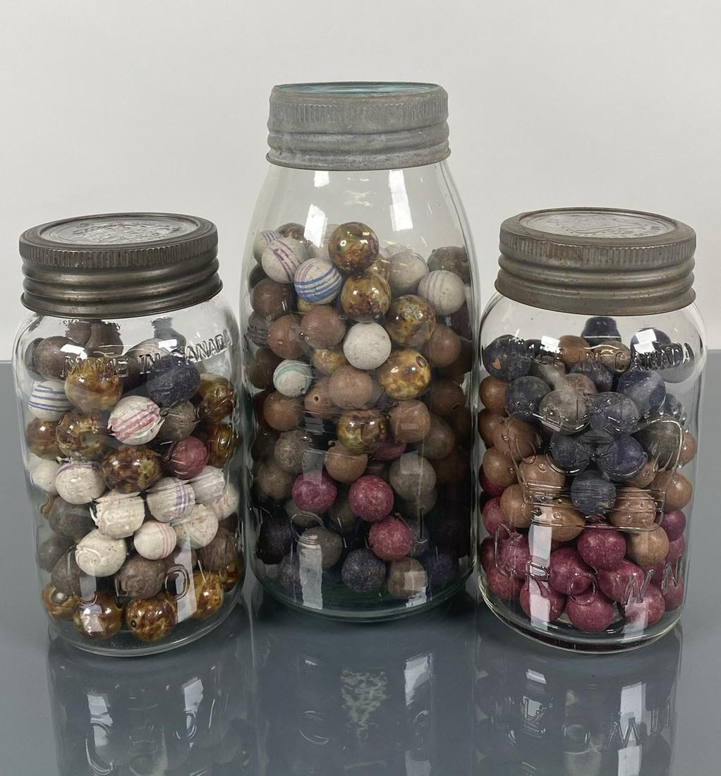 ANTIQUE CLAY MARBLE COLLECTION: INCLUDES CLAY, HAND-PAINTED AND BENNINGTON
