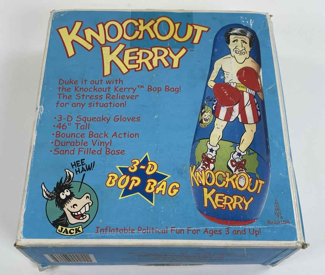 KNOCKOUT KERRY BOP BAG: ORIGINAL PACKAGING, HAS NOT BEEN INFLATED. 3-D SQUEAKY GLOVES, 46" TALL, BOUNCE BACK ACTION.
