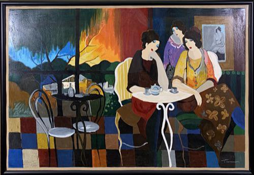 ITZCHAK TARKAY "SUNSET OVER HAIFA" SERIGRAPH: ON WOVEN PAPER, SIGNED IN PIGMENT, NUMBERED. 48"X33"