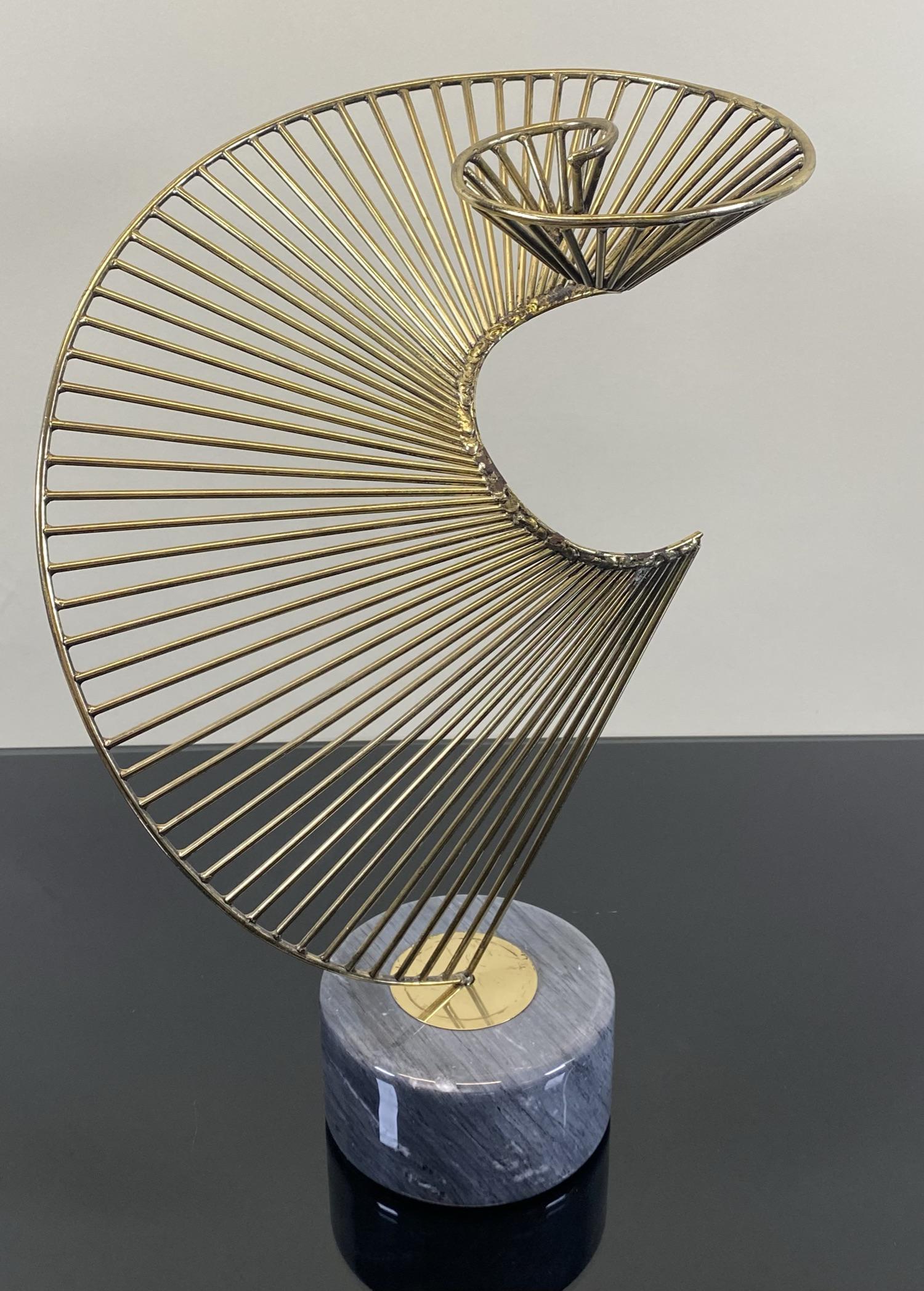 CURTIS JERE HELIX TABLE SCULPTURE: ON MARBLE BASE, SIGNED. 20"H