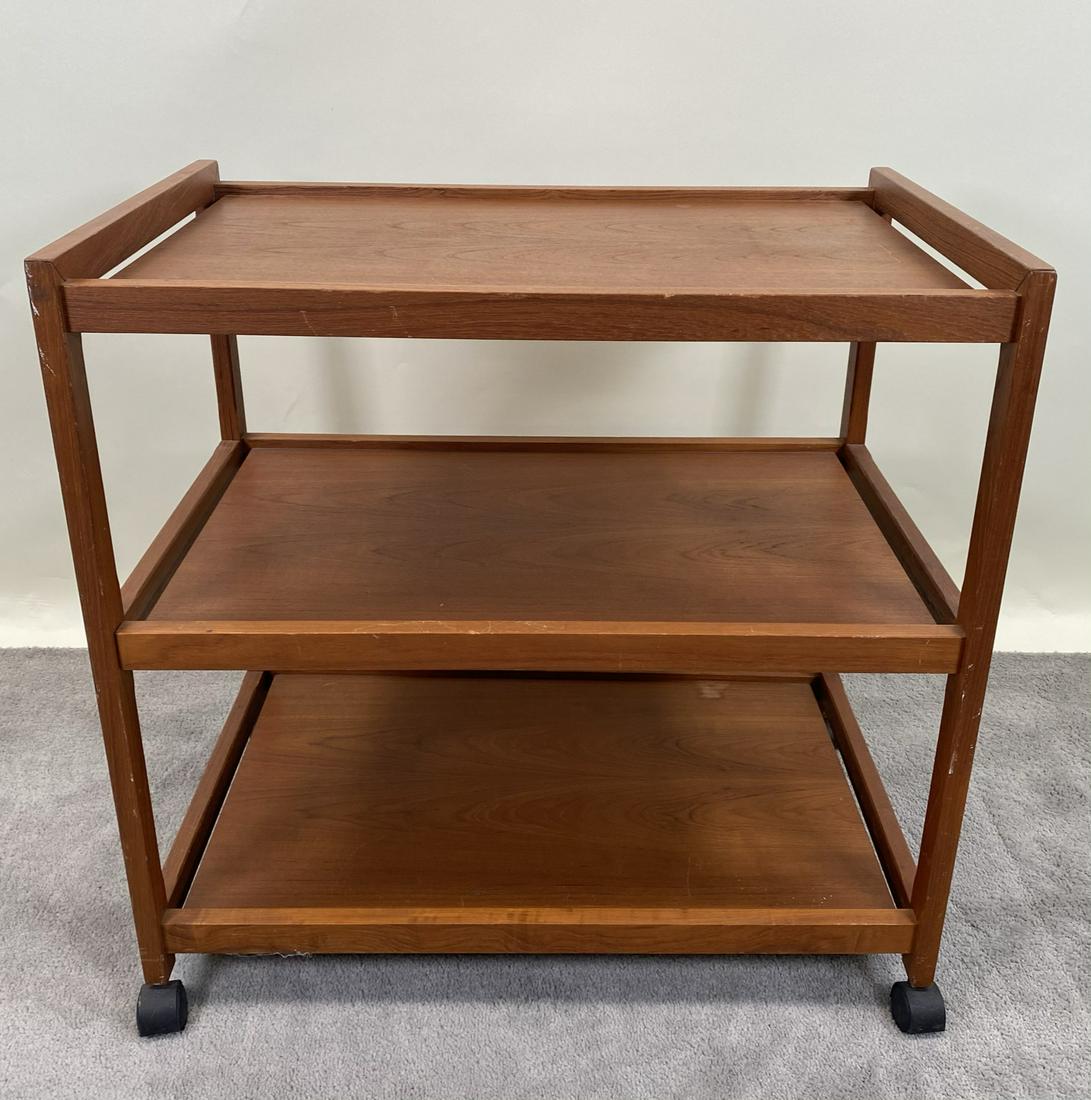 DANISH TEAK ROLLING BAR CART: SEE TITLE