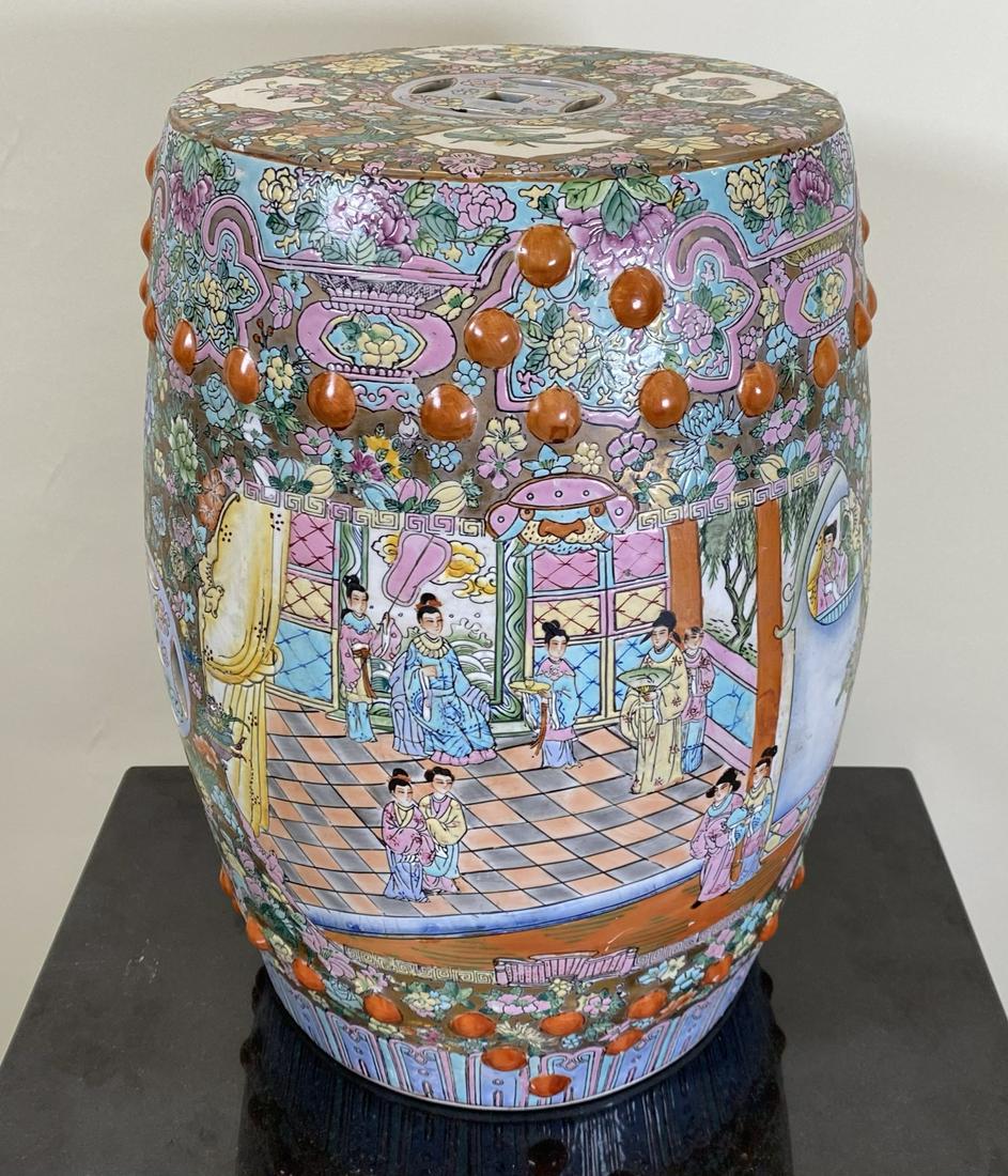 ASIAN CERAMIC GARDEN STOOL: 21"