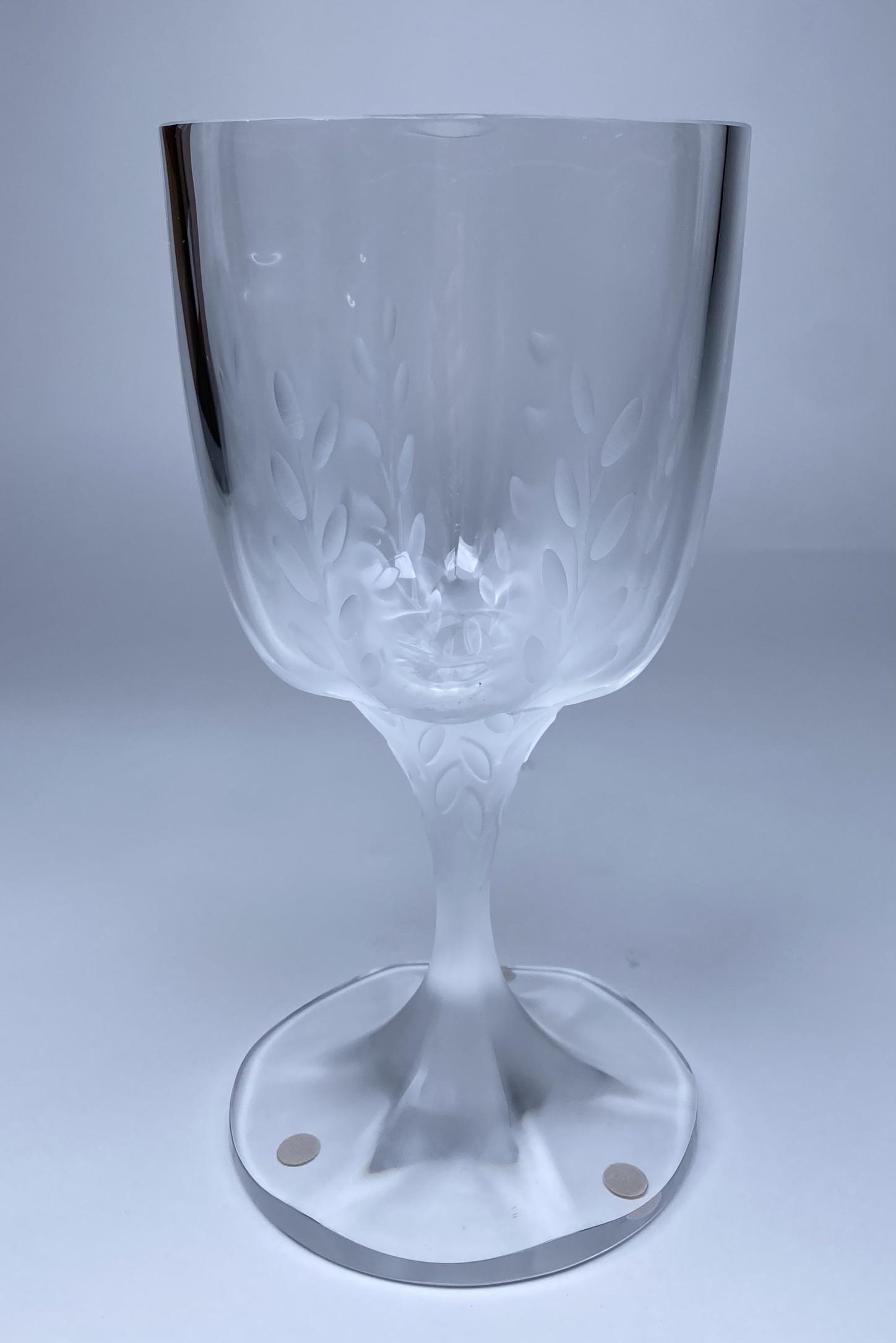 LALIQUE ETCHED GLASS COMPOTE: 9.25"