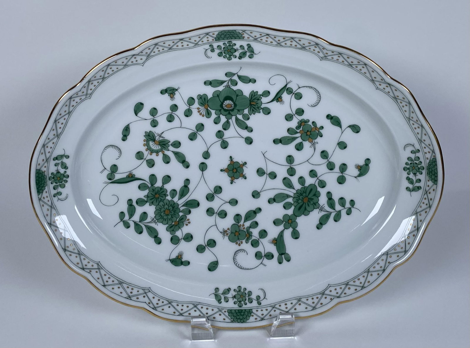 MEISSEN "GREEN FLOWER"PLATTER: 14"