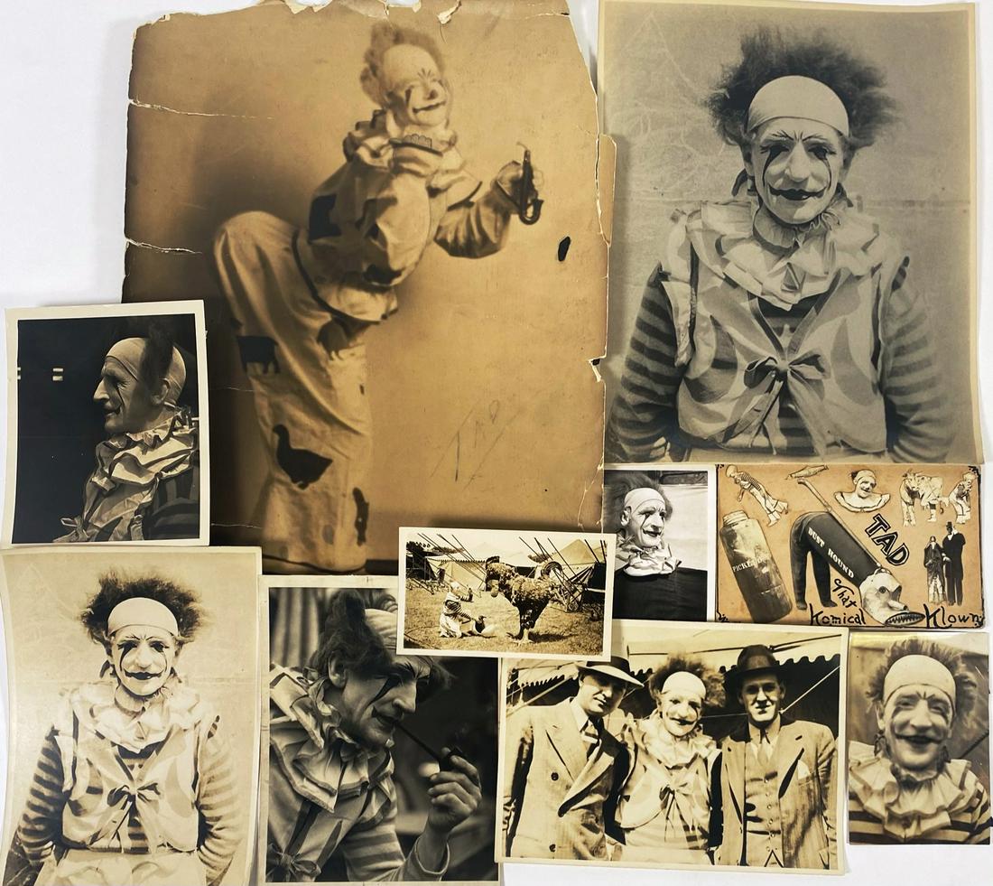 TAD TOSKY PHOTO ARCHIVE: TAD TOSKY COLLECTION. ALL PHOTOS OF TOSKY AS CLOWN PERFORMER.