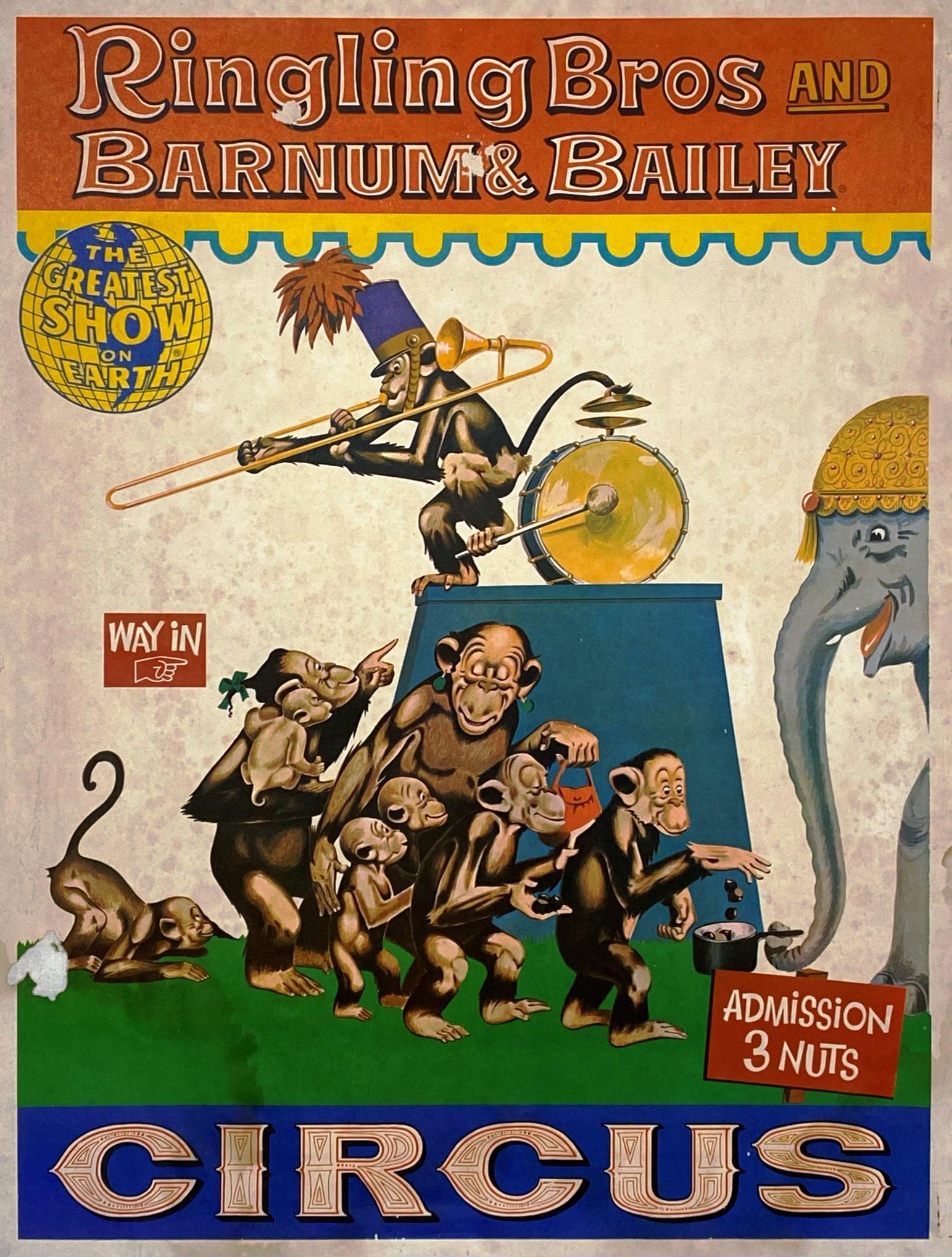 RINGLING BROS. BARNUM & BAILEY CIRCUS POSTER: HALF SHEET, 1940'S. CHARTEX MOUNTED, FOXING, STAINING, LOSS. IMAGE 20.5"X27"