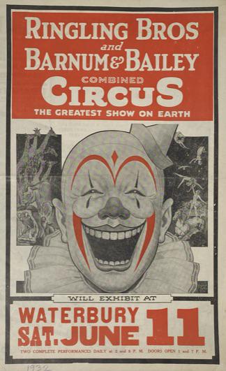 1932 RINGLING BROS. BARNUM & BAILEY CIRCUS COURIER: CLOWN FACE COVER WITH UBANGI SAVAGES ON BACK COVER.