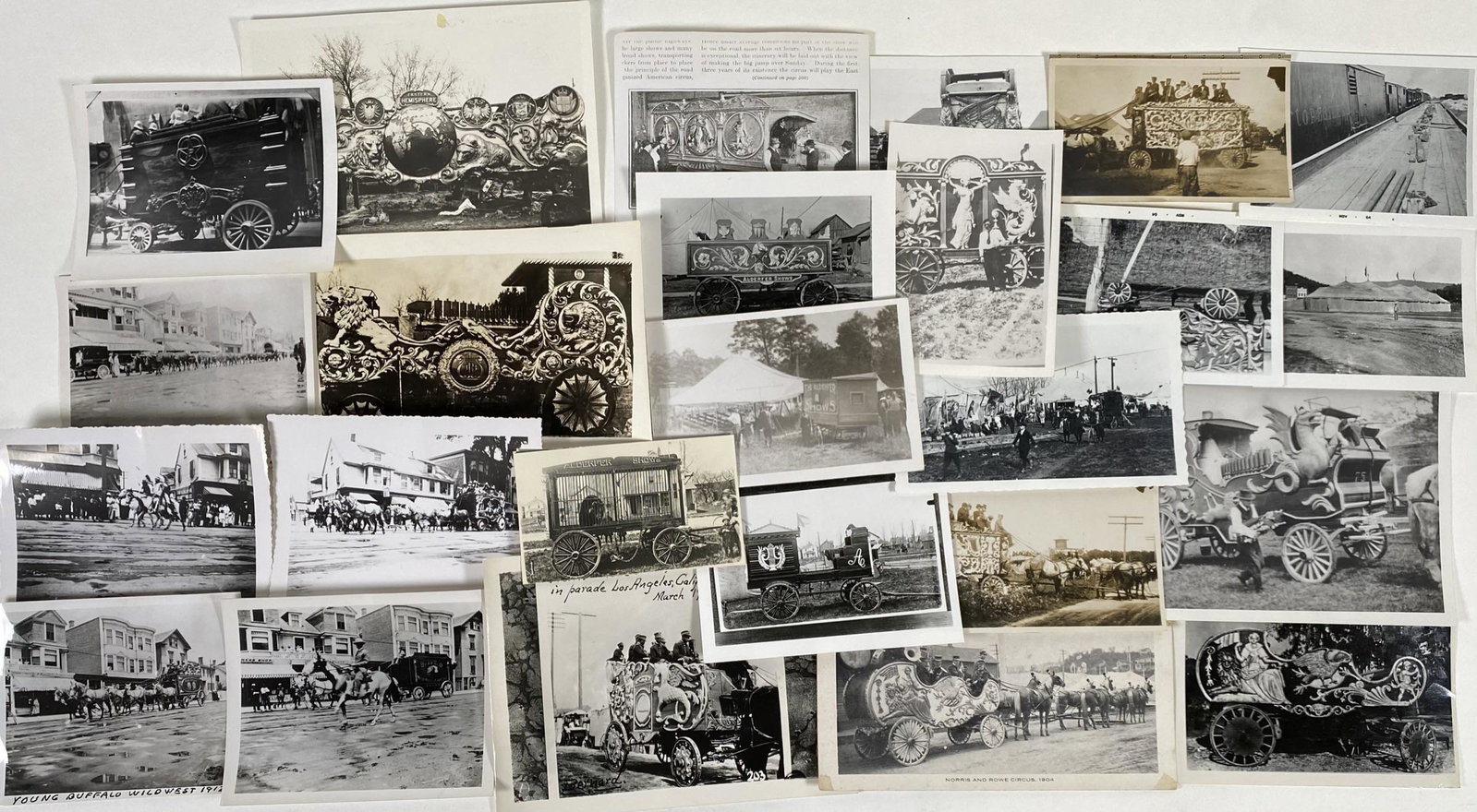COLLECTION OF CIRCUS PHOTOGRAPHS: GREAT ALDERFER, SPELLMAN, ROBBINS, JONES BROS., NORRIS & ROWE, BARTON & BAILEY, YOUNG BUFFALO WILD WEST. SNAPSHOTS