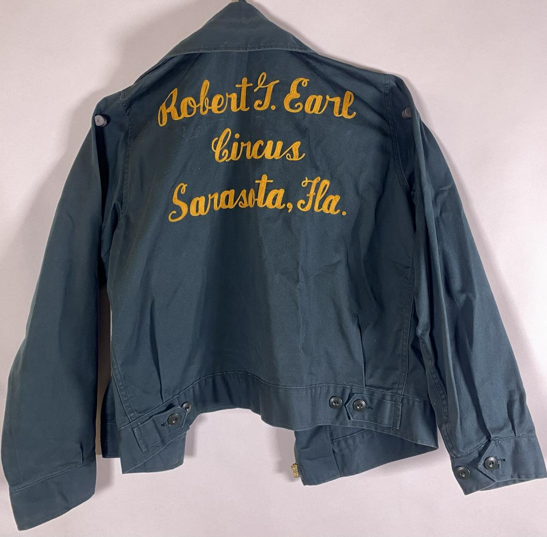 ROBERT G. EARL CIRCUS JACKET: ROBERT G. EARL, SARASOTA, FLORIDA. EMBROIDERED JACKET. "HAROLD" ON CHEST. SIZE LARGE