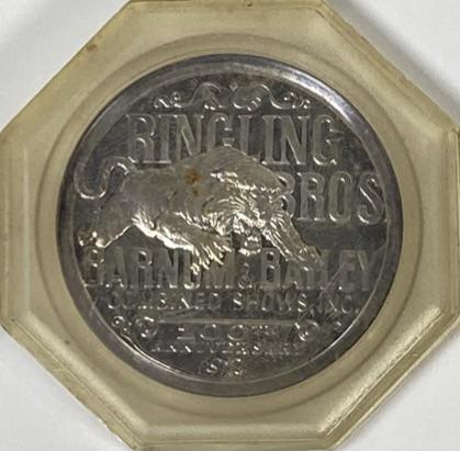 RINGLING BROS. BARNUM & BAILEY CIRCUS SILVER COIN: 999 FINE SILVER, ONE OUNCE ROUND. LLOYD MORGAN COLLECTION.