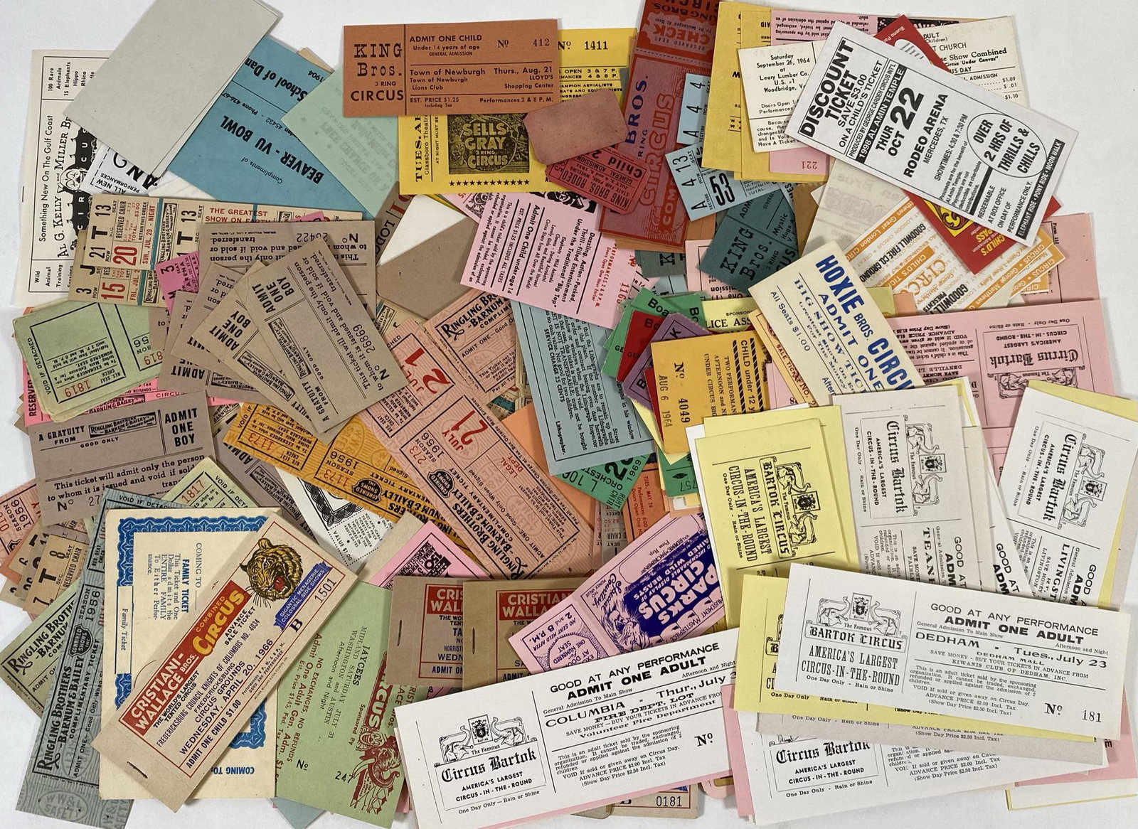 COLLECTION OF CIRCUS TICKETS: ASSORTED FROM ALL THE BIG (AND SMALL) NAMED SHOWS