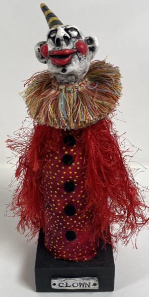 TANYA VARBLE CLOWN SCULPTURE: MULTI-MEDIA COMPOSITION. 12"