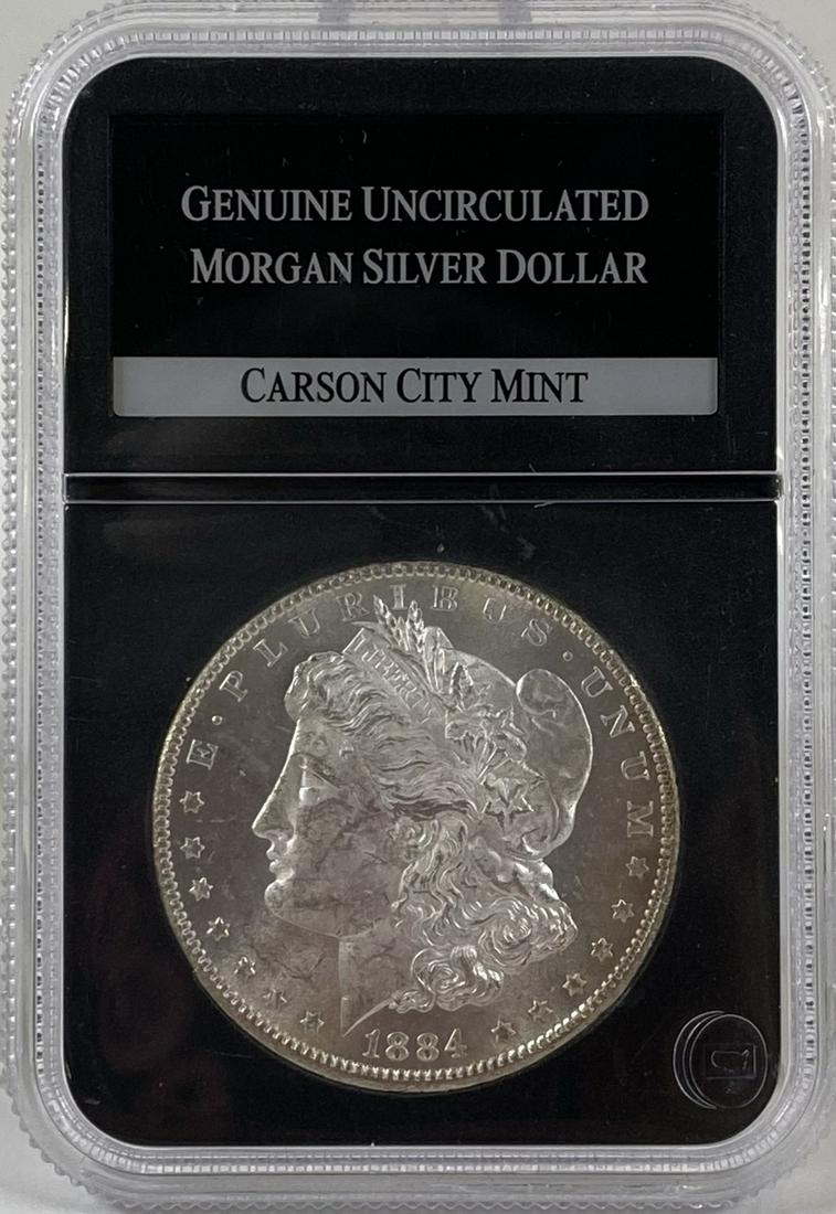 1884-CC MORGAN SILVER DOLLAR: GEM UNCIRCULATED CARSON CITY