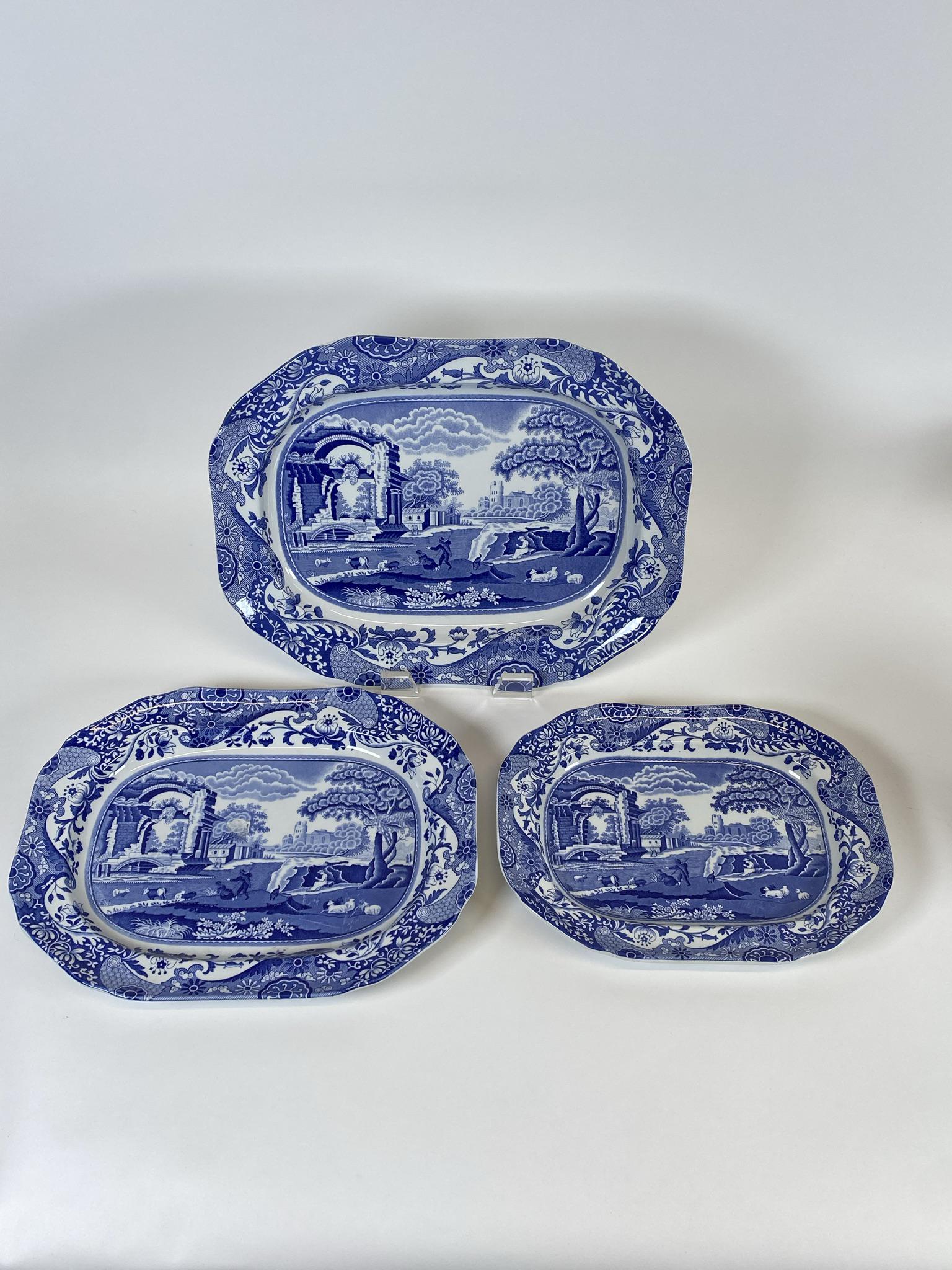 SPODE ITALIAN GRADUATED SERVING PLATTERS: LARGEST IS 16"X13". MUST SHIP THIRD PARTY, QUOTES BEFORE BIDDING RECOMMENDED.