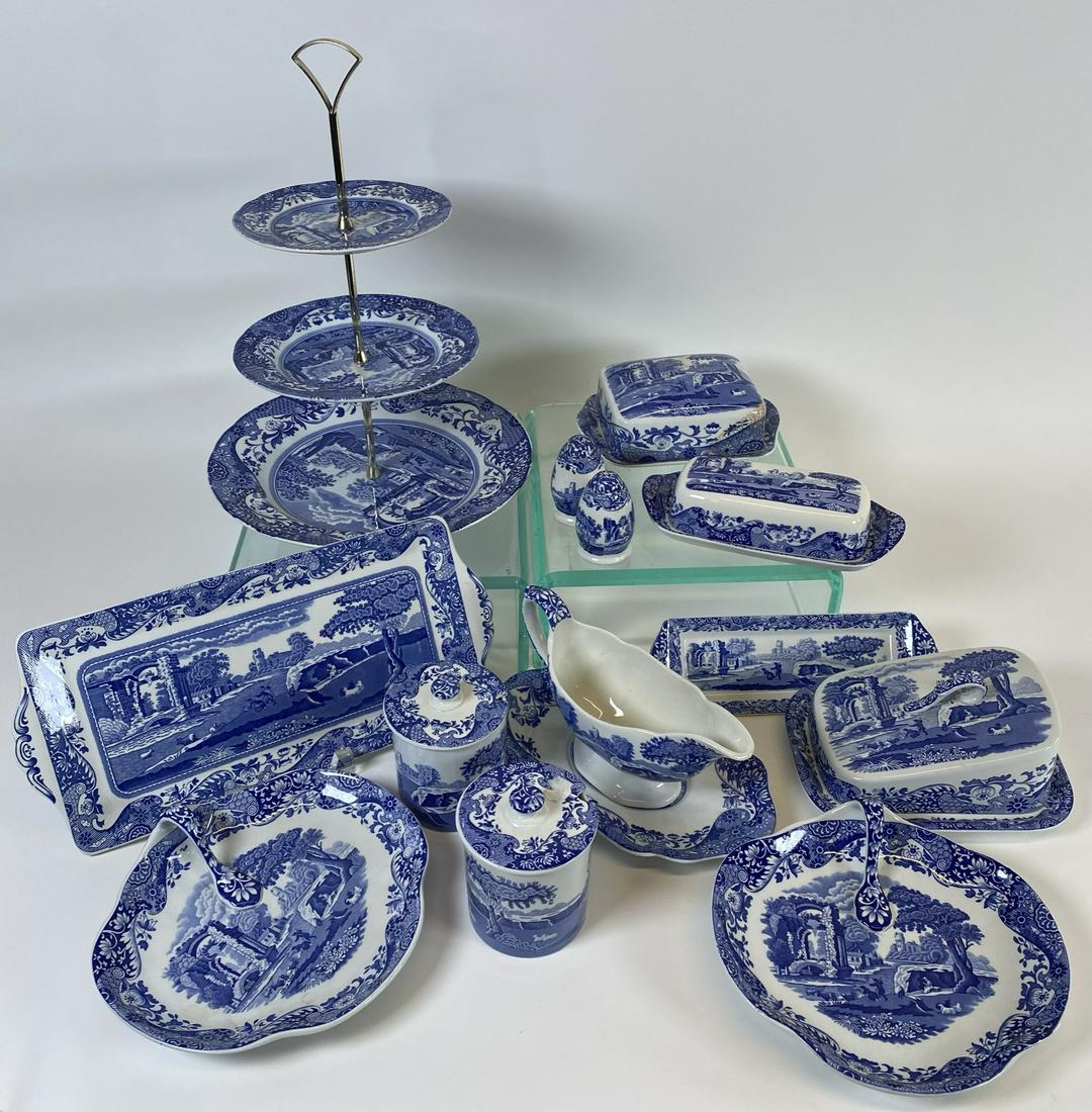 SPODE ITALIAN TABLE SERVING ITEMS: 19 PC. MUST SHIP THIRD PARTY, QUOTES BEFORE BIDDING RECOMMENDED.