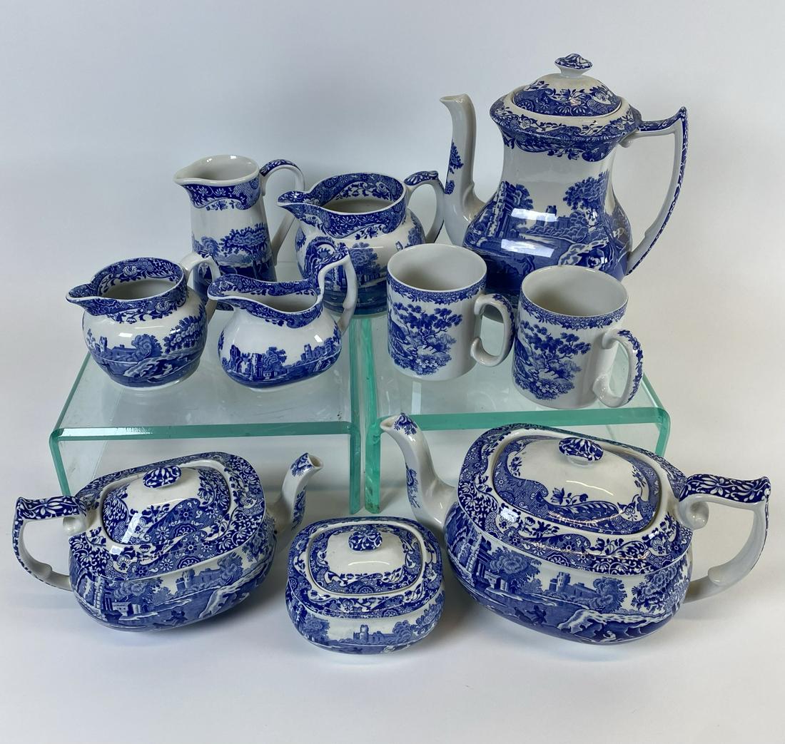 SPODE ITALIAN TABLE SERVING ITEMS: 14 PC. INCLUDING LIDS. MUST SHIP THIRD PARTY, QUOTES BEFORE BIDDING RECOMMENDED.