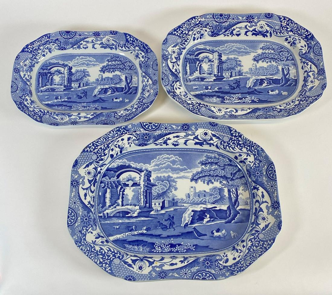 SPODE ITALIAN GRADUATED SERVING PLATTERS: LARGEST IS 16"X13". MUST SHIP THIRD PARTY, QUOTES BEFORE BIDDING RECOMMENDED.