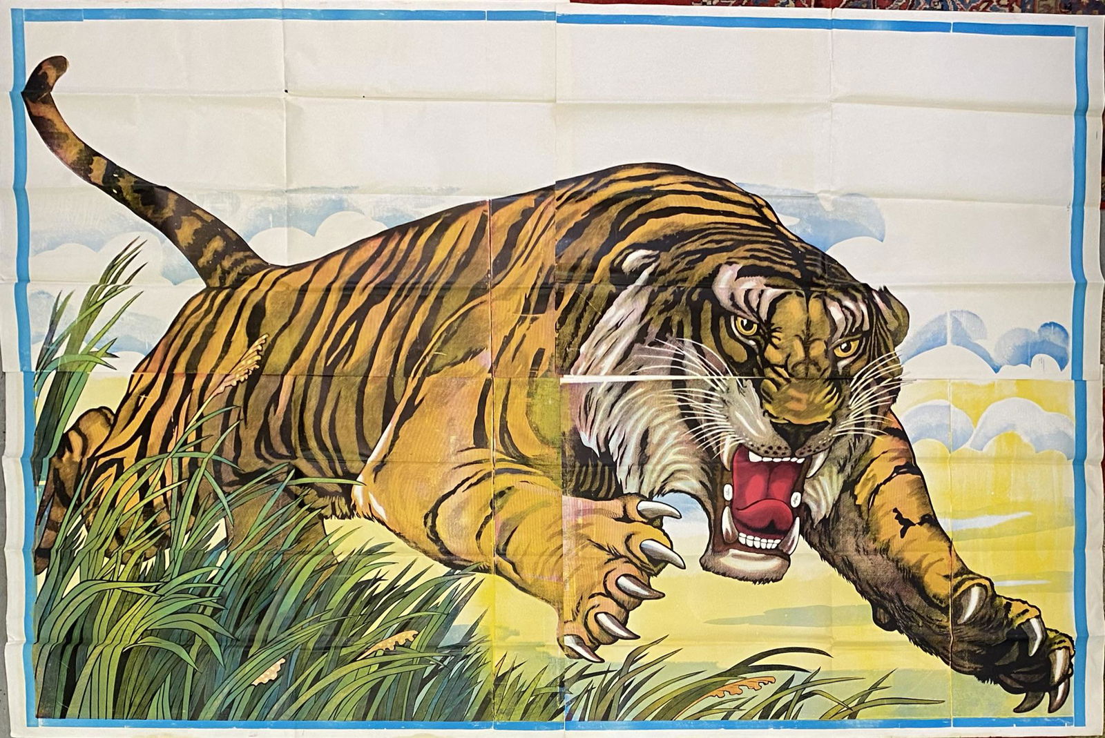 LARGE 8-SHEET CHARGING TIGER STOCK POSTER (1 of 1)