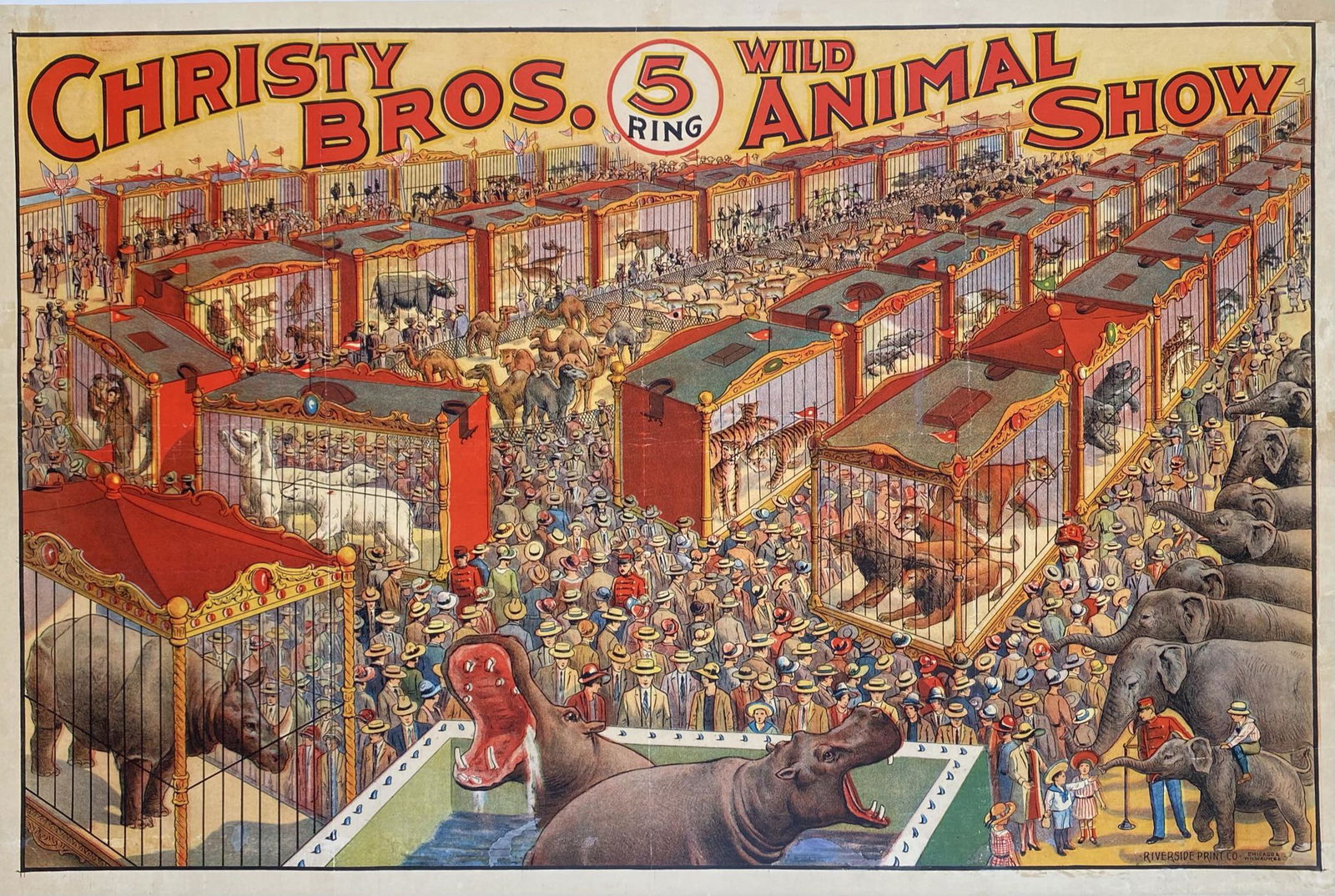 CHRISTY BROS. 5 RING WILD ANIMAL SHOW POSTER (1 of 1)