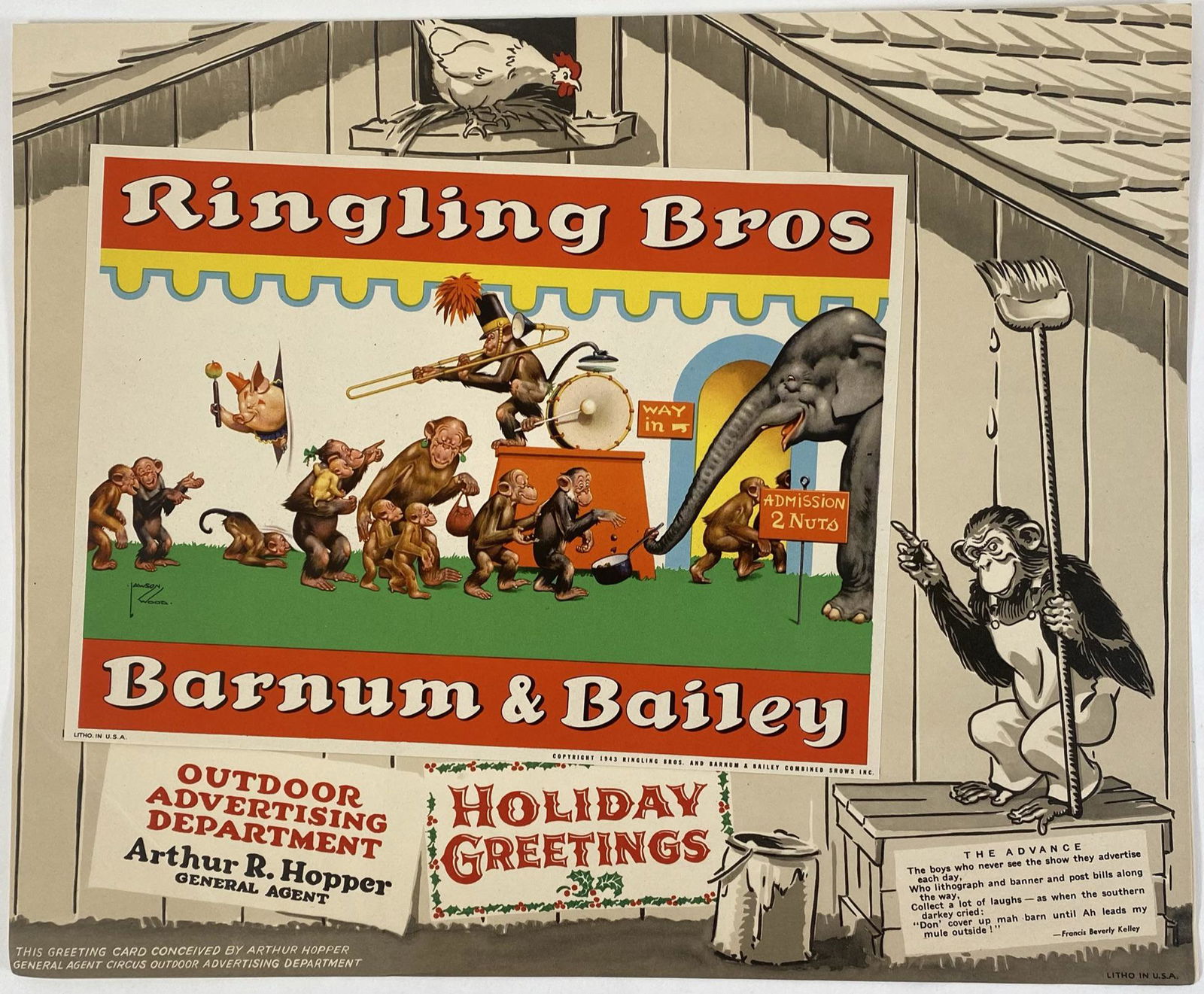 1943 RINGLING BROS. BARNUM BAILEY CIRCUS HOLIDAY CARD (1 of 1)