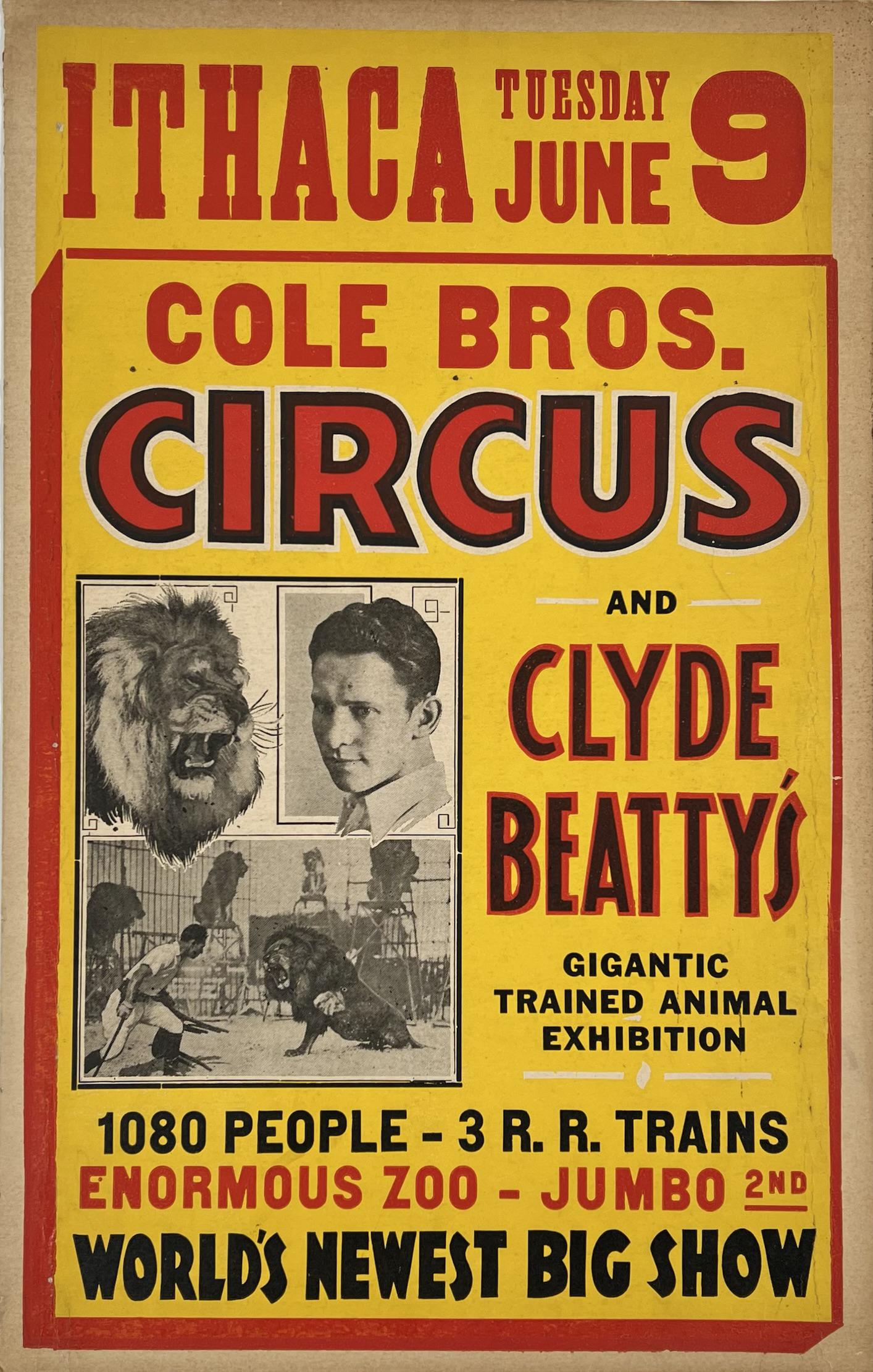 COLE BROS. CLYDE BEATTY CIRCUS WINDOW CARD (1 of 1)