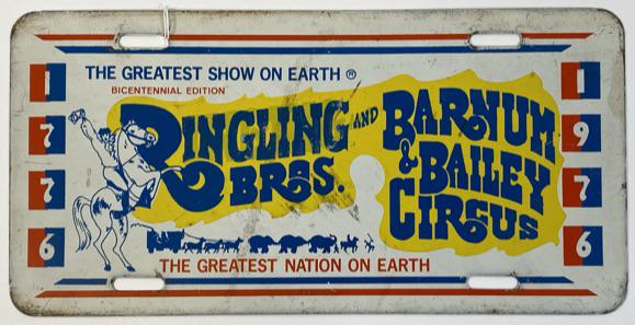 RINGLING BARNUM BAILEY CIRCUS LICENSE PLATE (1 of 1)