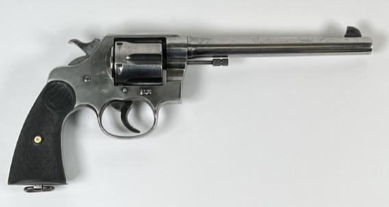 COLT NEW SERVICE 1909 PISTOL: COLT NEW SERVICE MODEL 1909 PISTOL, COLT 45. 7.5" BARREL, CHROME FINISH HAVING LIGHT WEAR, SOME LOSS, REPLACEMENT GRIPS. MUST SHIP TO FFL, DOMESTIC SHIPPING ONLY, NO SHIPPING TO NEW YORK OR CALIFORNIA