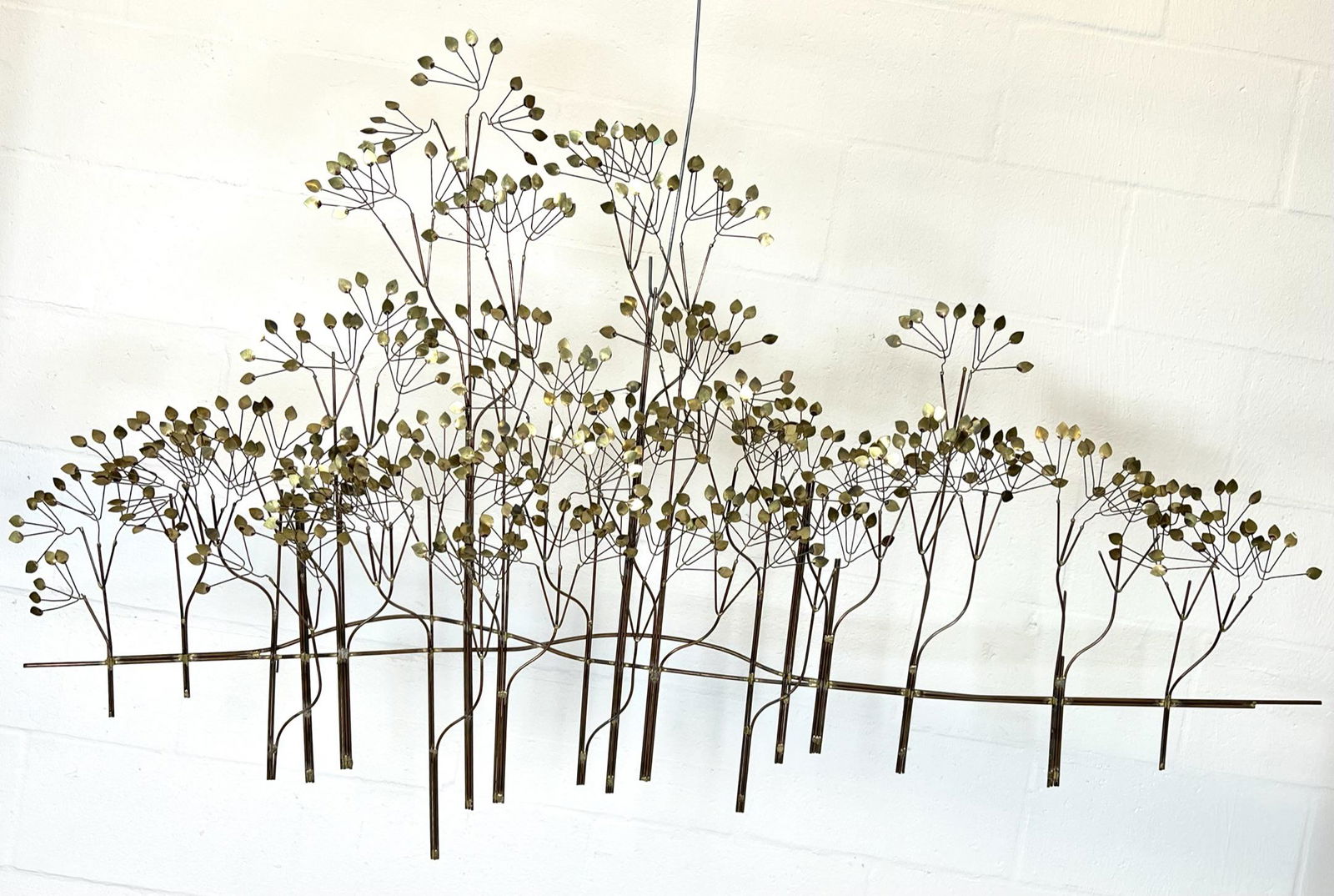 CURTIS JERE ELMS METAL WALL ART SCULPTURE: SIGNED. 34"x 56"