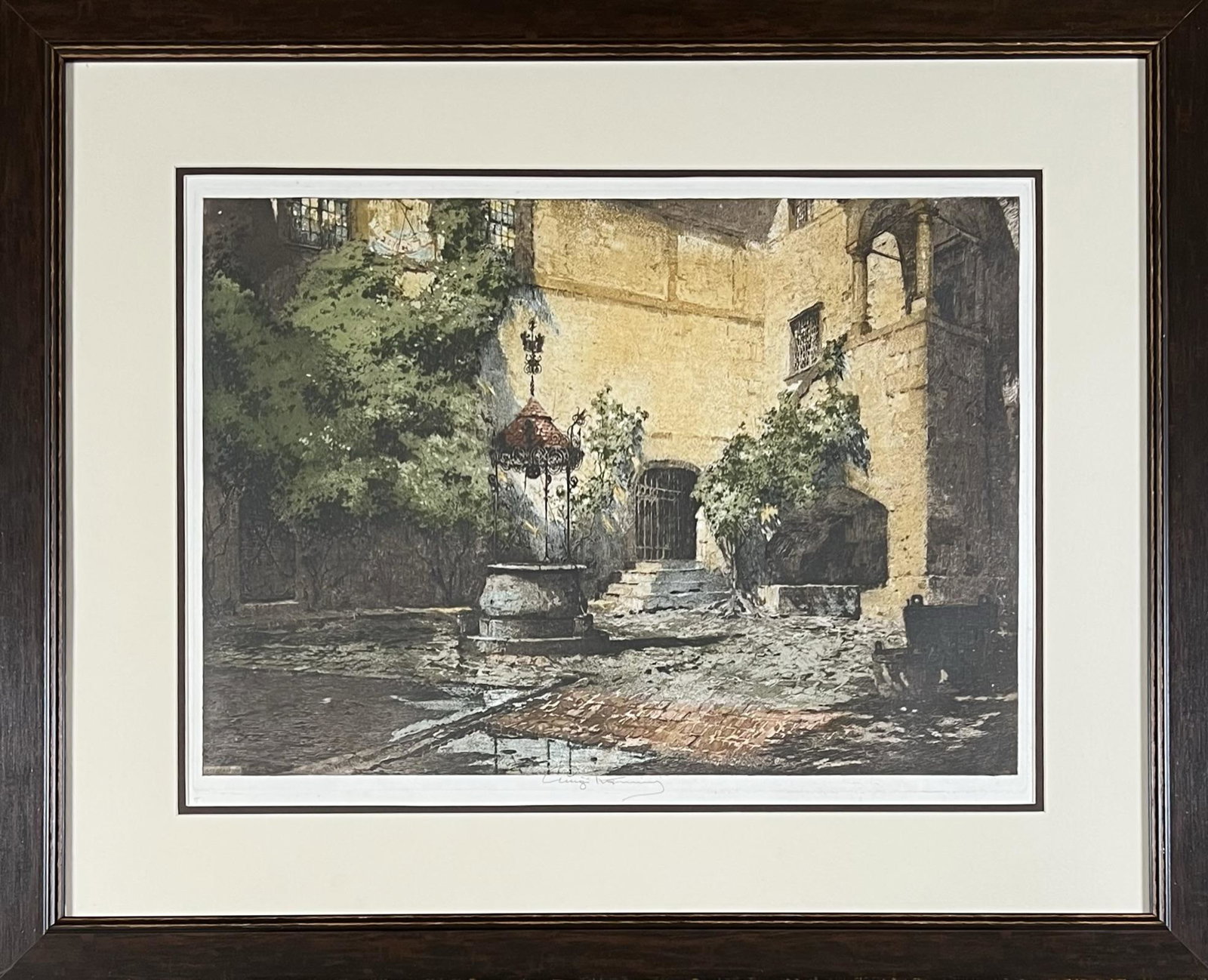 LUIGI KASIMIR ETCHING AQUATINT: SIGNED, FRAMED, 27"X33"