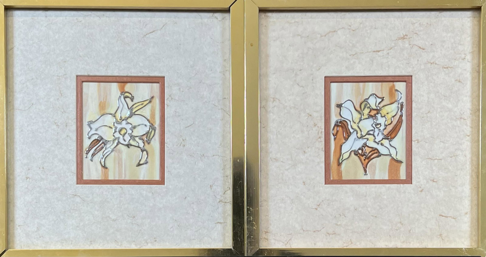 HARRIS STRONG FRAMED ART TILES: PAIR - EACH FRAMED, 11"X12"