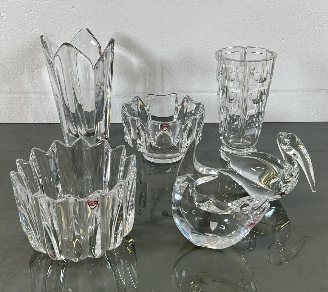 ORREFORS ART GLASS GROUPING: TALLEST IS 9"