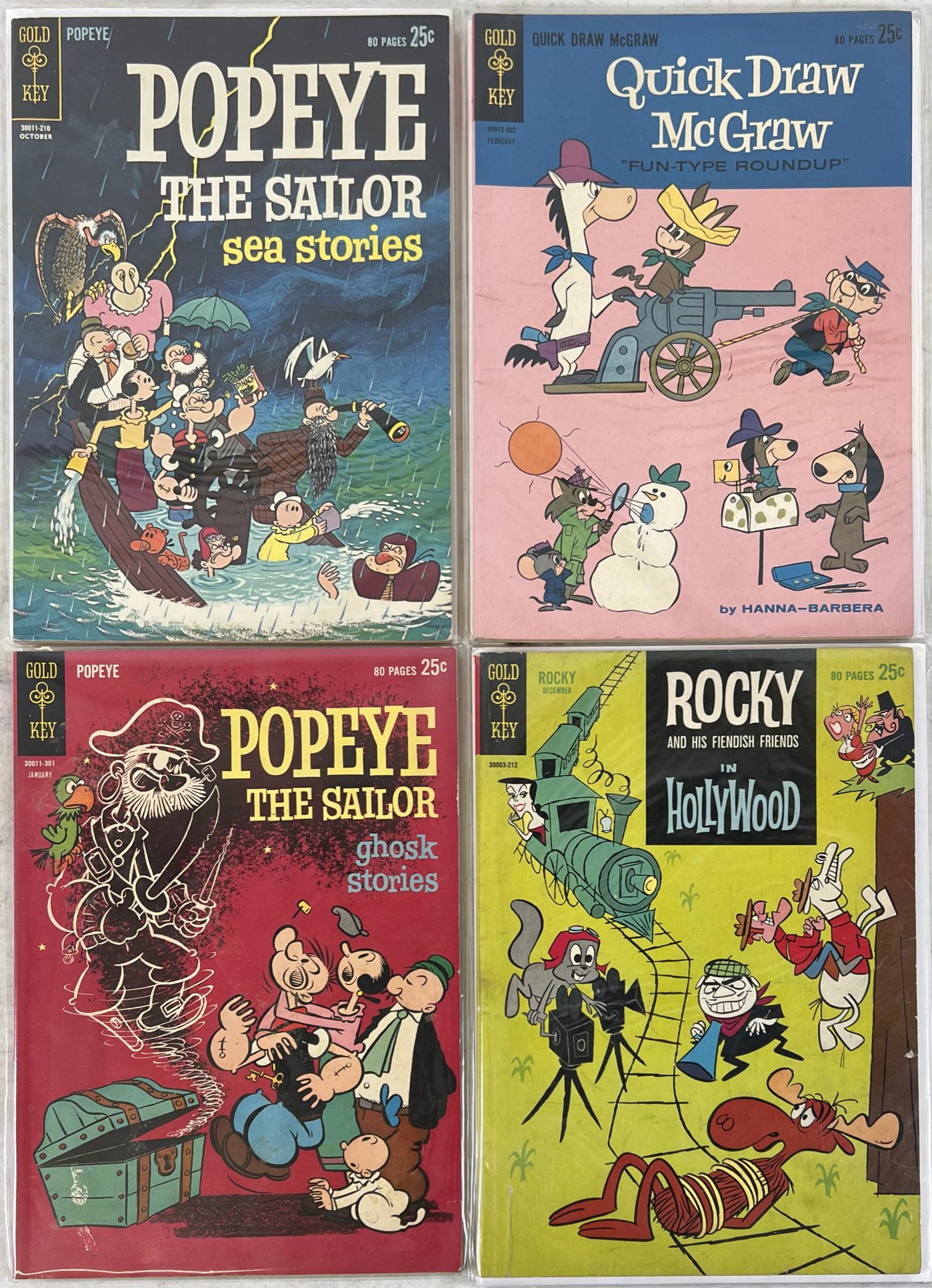GOLD KEY GIANTS SILVER AGE TV CARTOON CHARECTERS: 1962-63 HIGH GRADE COPIES,ROCKY#2,QUICK DRAW#13,POPEYE#s66&67