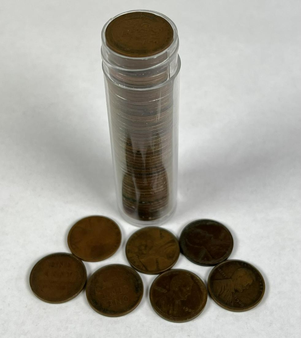 1909 VDB LINCOLN CENT COLLECTION: CONTAINING 57 CIRCULATED CENTS