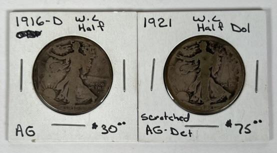 PAIR OF WALKING LIBERTY HALF DOLLARS (1 of 1)