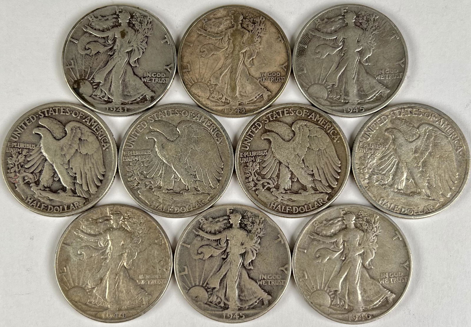 10 WALKING LIBERTY HALF DOLLARS (1 of 1)