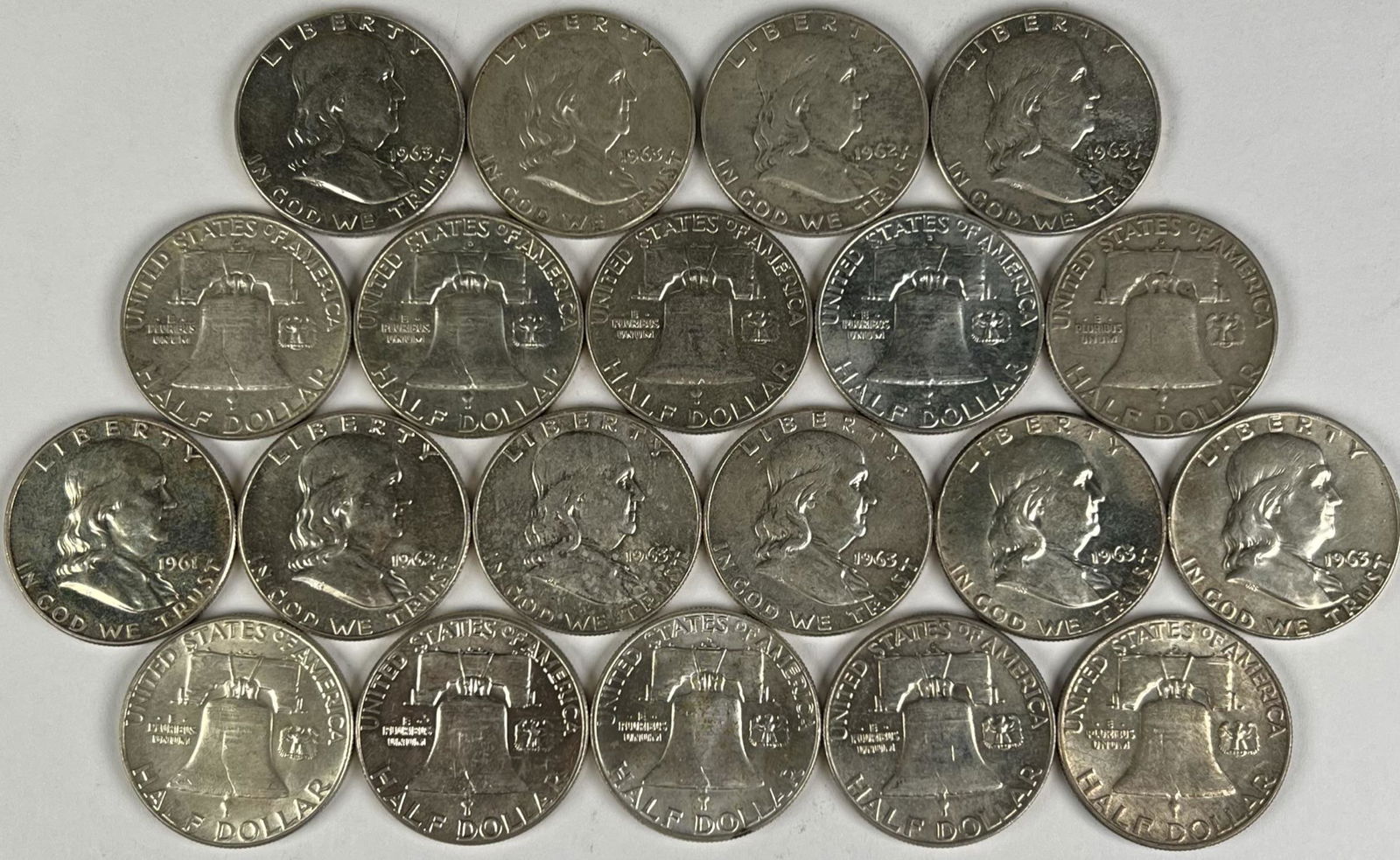 20 FRANKLIN HALF DOLLARS (1 of 1)