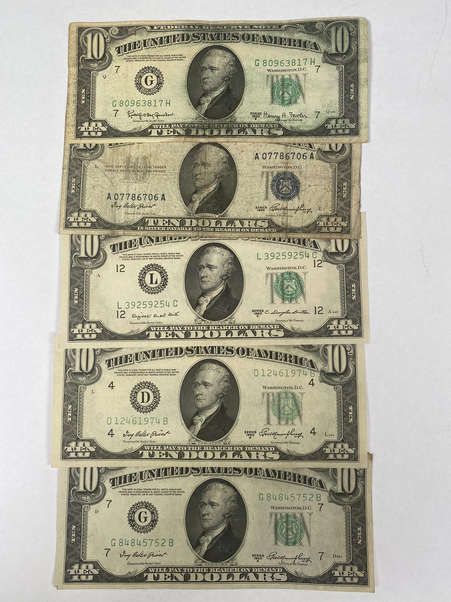 COLLECTION OF 1950 U.S. $10 NOTES (1 of 1)