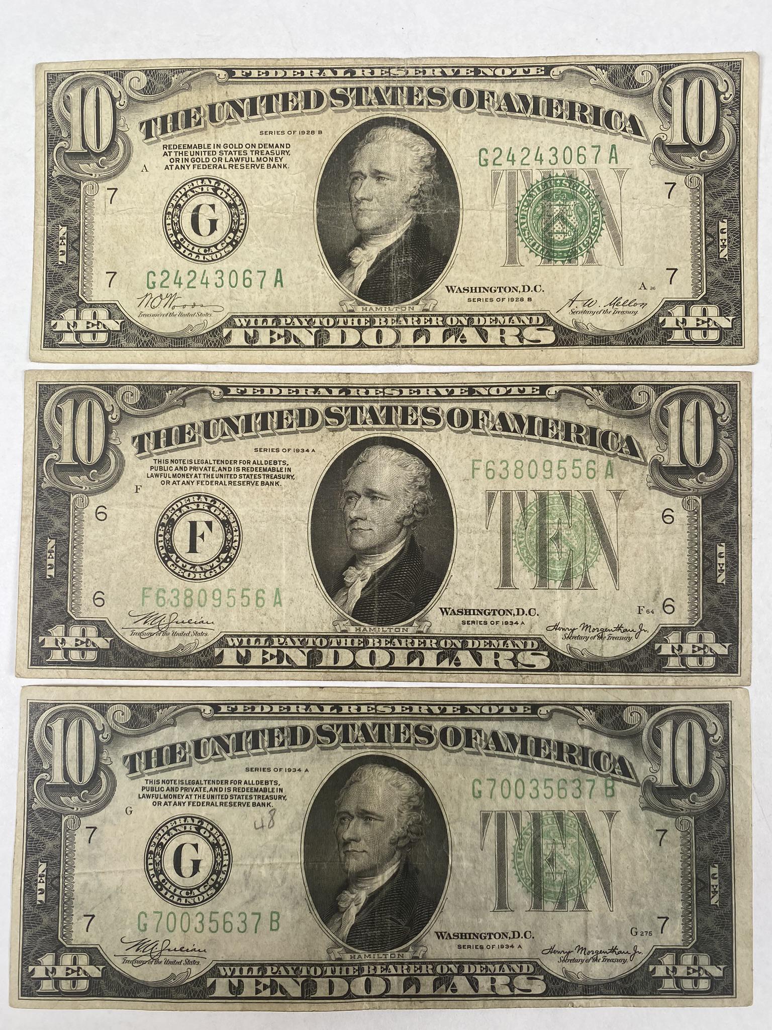 COLLECTION OF 1928 U.S. $10 NOTES (1 of 1)