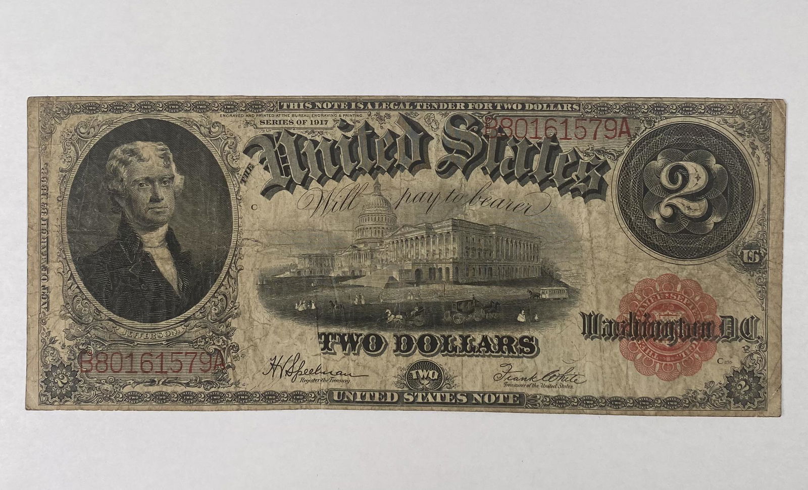1917 U.S. $2 LARGE NOTE (1 of 2)