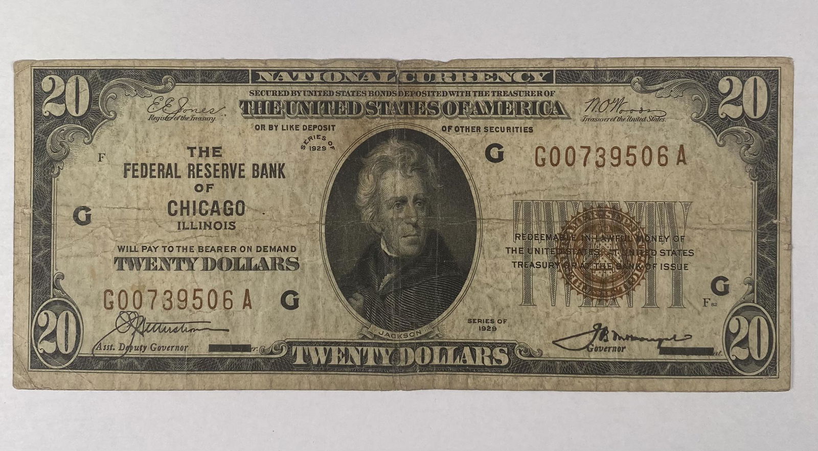 1929 U.S. $20 NATIONAL CURRENCY NOTE - CHICAGO (1 of 2)