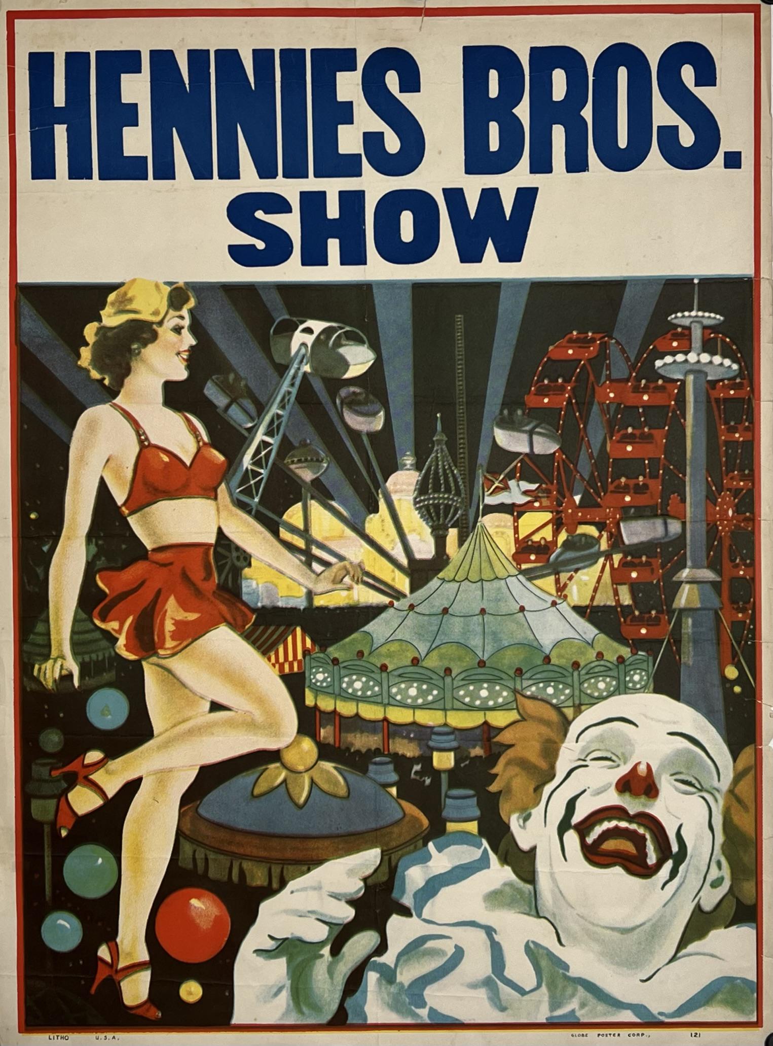 HENNIES BROS. SHOWS CARNIVAL POSTER (1 of 1)