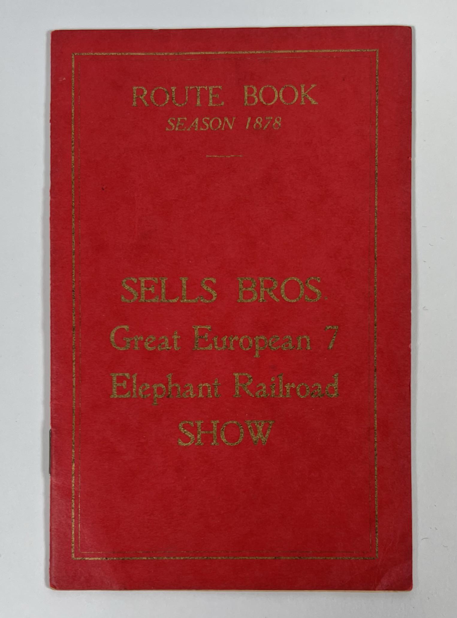 SELLS BROS. 1878 ROUTE BOOK (1 of 1)